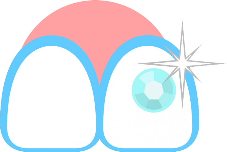 Illustration of two teeth, one with a diamond on it and a star symbol